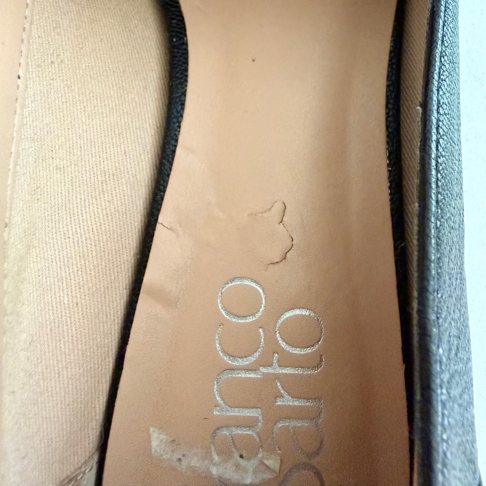 Franco Sarto Black Leather Loafers with Silver Accent - Picture 6 of 7